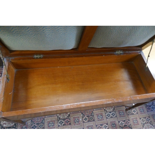 378 - Edwardian inlaid duo piano stool with storage compartment