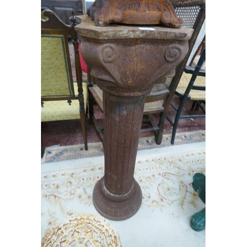 403 - Pair of tall cast iron planters on Ionic columns - Approx height: 130cm