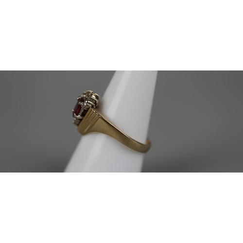 42 - 14ct gold ruby and diamond cocktail ring - Approx size P½