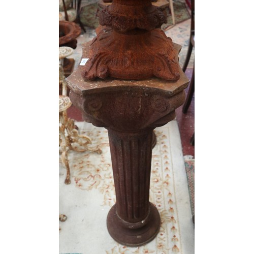 403 - Pair of tall cast iron planters on Ionic columns - Approx height: 130cm