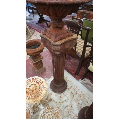 403 - Pair of tall cast iron planters on Ionic columns - Approx height: 130cm