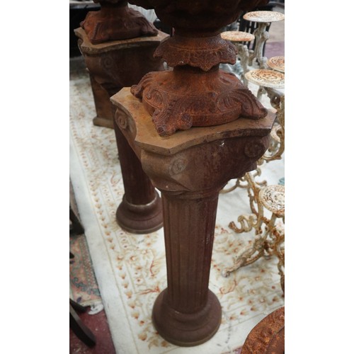 403 - Pair of tall cast iron planters on Ionic columns - Approx height: 130cm