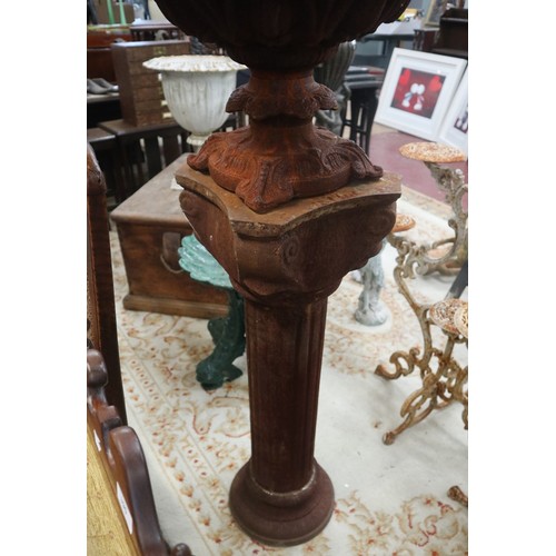 403 - Pair of tall cast iron planters on Ionic columns - Approx height: 130cm