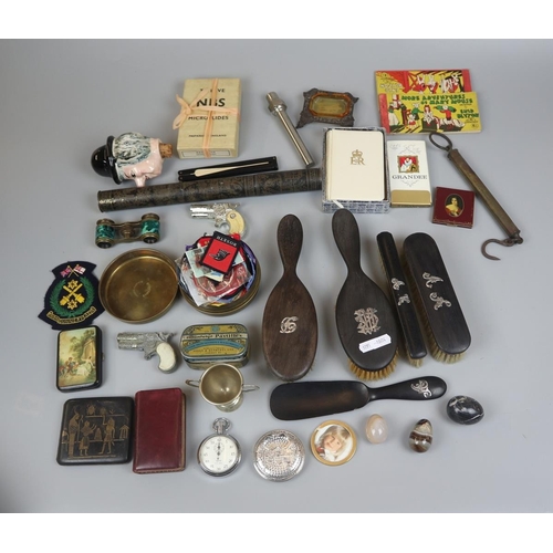 110 - Collectables to include brush set, Smith's stop watch etc
