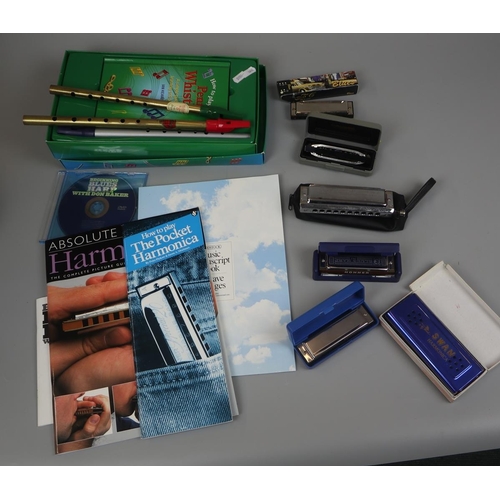 112 - Collection of harmonicas and pennywhistles etc
