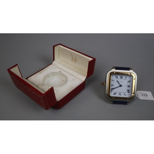 113 - Cartier Paris travel clock in original case