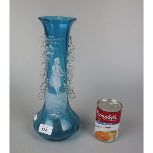 174 - Blue glass vase A/F - Approx height: 31cm