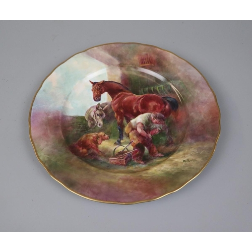 182 - Hand painted plate by Worcester artist Richard Budd