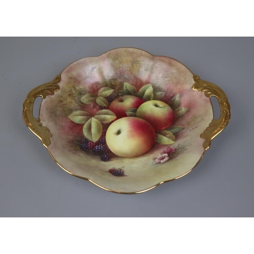 183 - Hand painted 2 handled bowl by Worcester artist Richard Budd