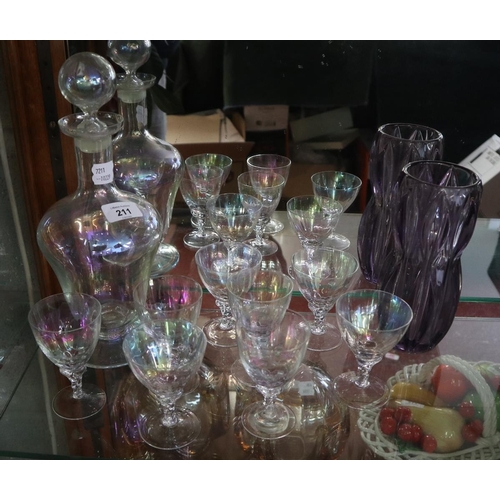 211 - Collection of iridescent glass