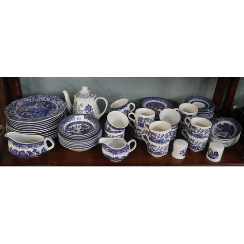 215 - Large collection of blue and white china