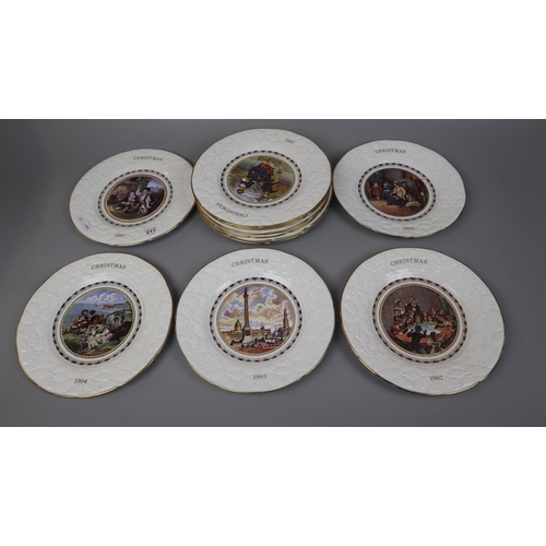 217 - 12 Coalport Christmas plates together with 5 Royal Grafton plates