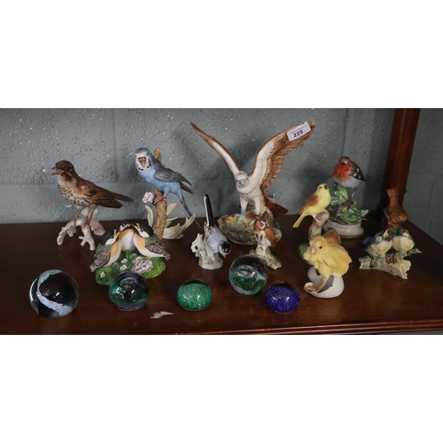 225 - Collection of ceramic birds and paperweights to include Goebel etc