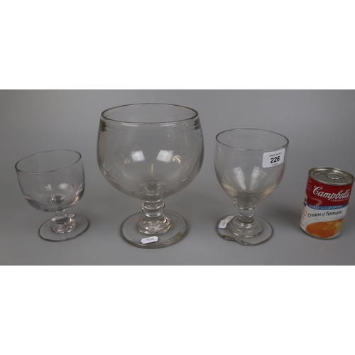 226 - 3 antique glasses 1 A/F - Approx height of tallest: 19.5cm