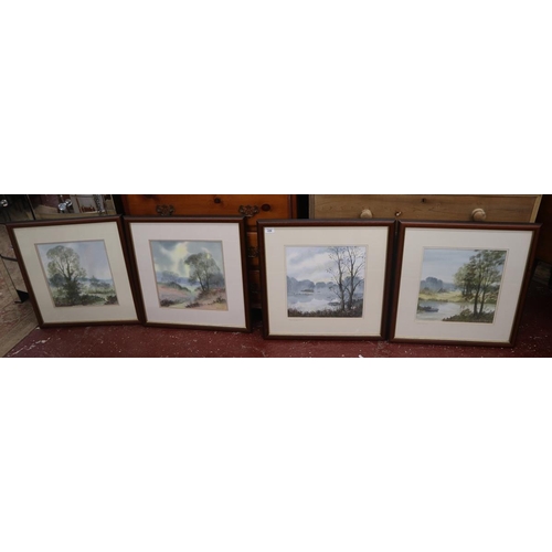 236 - Set of 4 watercolours by Peter Robinson - Approx image sizes: 33cm x 33cm