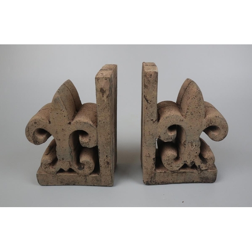 239 - Stone Fleur de lis bookends