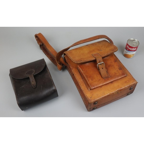 266 - 2 antique leather hunting satchels