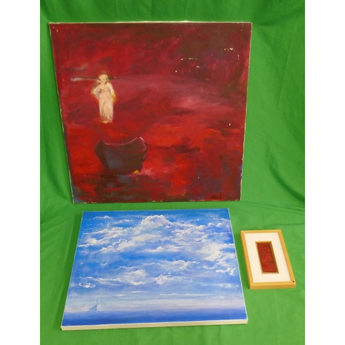 290 - 3 abstract paintings to include oil on canvas Our Lady of the Sea by Sibeal Foyle - Approx image siz... 