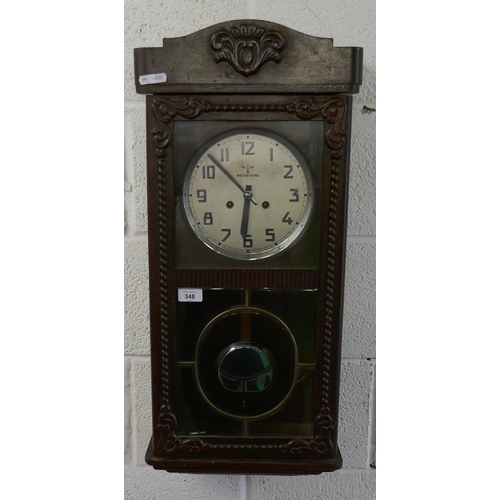 348 - Art Deco wall clock with its key, chimes on half hour and hour - German Mauthe Extra