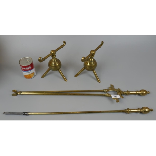 349 - Brass companion set