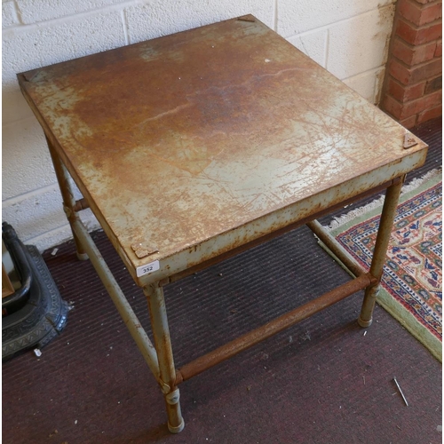 352 - Industrial steel side table - Approx size: W: 69cm D: 62cm H: 60cm