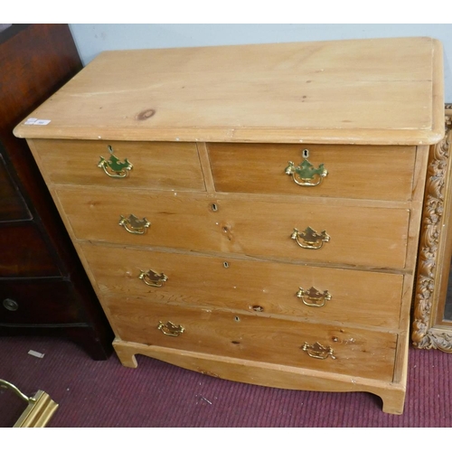 360 - Victorian stripped and polished pine chest of drawers - Approx size: W: 97cm D: 46cm H: 95cm