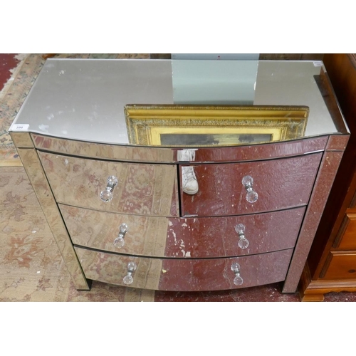 398 - Mirrored chest of 2 over 2 drawers - Approx size: W: 82cm D: 40cm H: 77cm