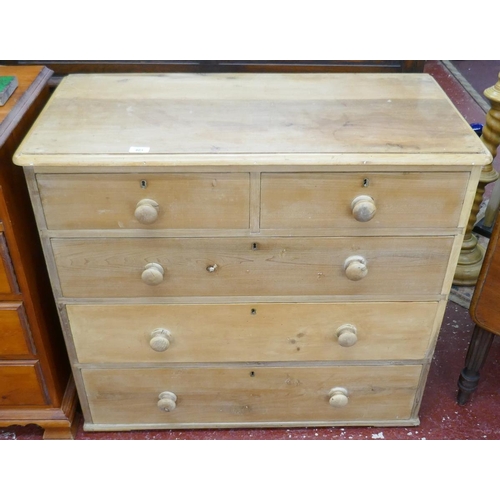 401 - Stripped and polished Victorian pine chest of drawers - Approx size: W: 95cm D: 46cm H: 85cm