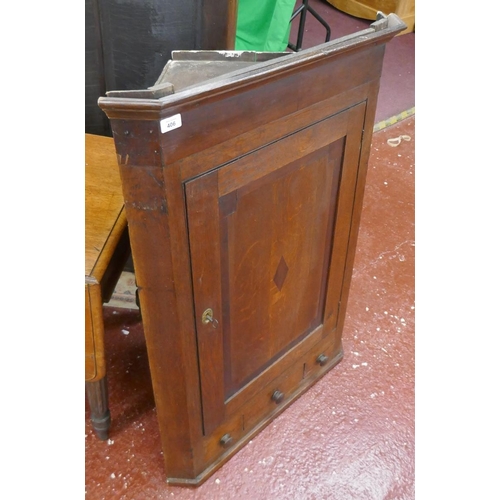 406 - Georgian oak corner cupboard with drawers