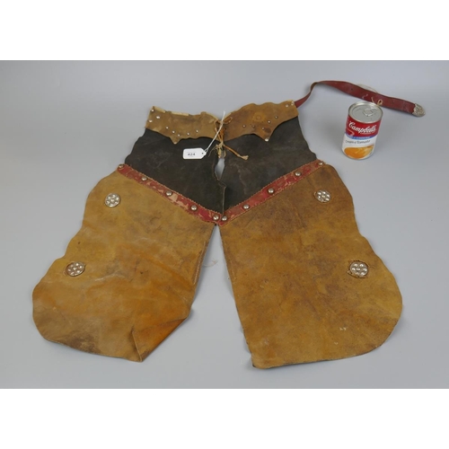 424 - Set of children's Milky Bar Kid leather chaps - 1950s