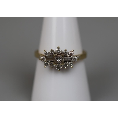 65 - 18ct gold diamond cluster ring - Size P