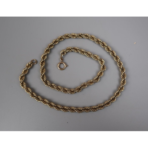 78 - 9ct gold rope necklace - Approx weight 17g