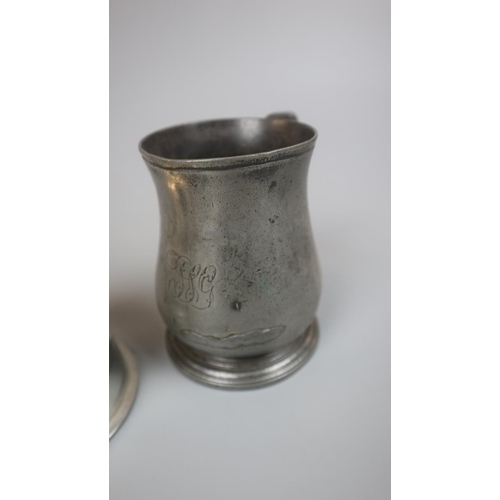 105 - Antique tankard and pewter inkwell