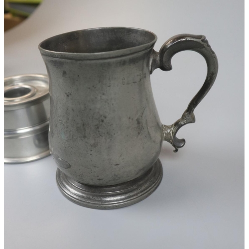 105 - Antique tankard and pewter inkwell
