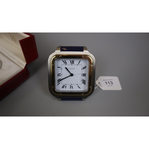 113 - Cartier Paris travel clock in original case