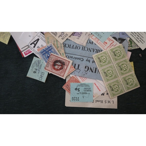 128 - Ephemera bus tickets and railway letter stamps