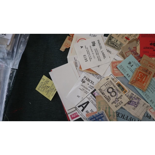 128 - Ephemera bus tickets and railway letter stamps