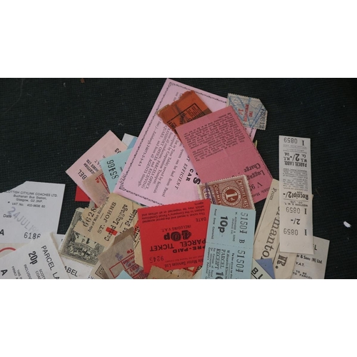 128 - Ephemera bus tickets and railway letter stamps