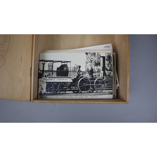 147 - Railway postcards in cigar box (80)