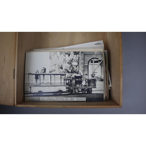 147 - Railway postcards in cigar box (80)