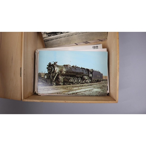 147 - Railway postcards in cigar box (80)