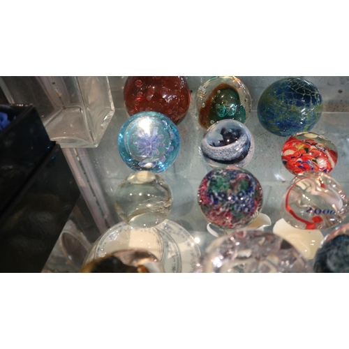 168 - Collection of paperweights to include Waterford Caithness etc