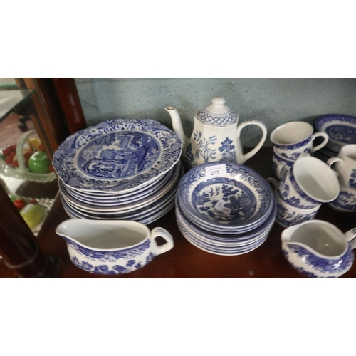 215 - Large collection of blue and white china