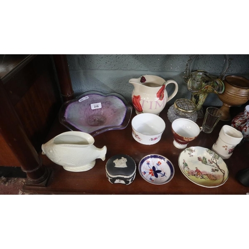 216 - Collection of glass and ceramics to include Emma Bridgewater, Wedgwood etc