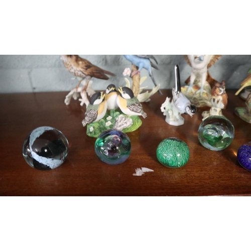 225 - Collection of ceramic birds and paperweights to include Goebel etc