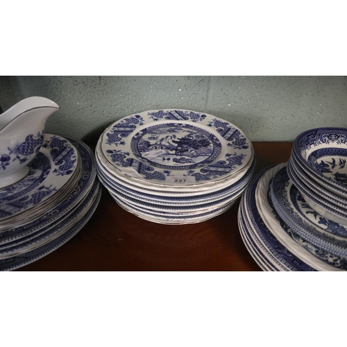 227 - Collection of blue and white china