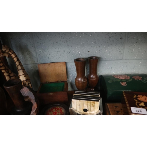 228 - Collection of treen and wooden boxes