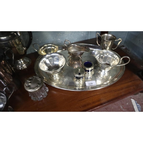 229 - Collection of silver plate to include coffee and tea sets