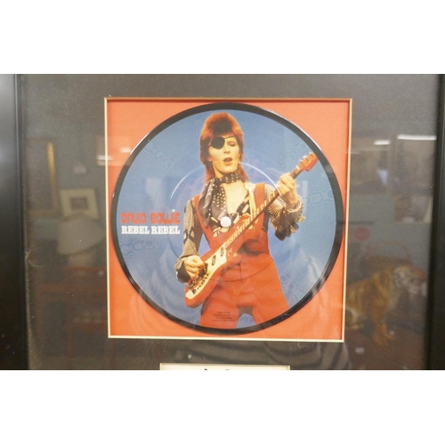 393 - Framed David Bowie 'Rebel Rebel' picture record