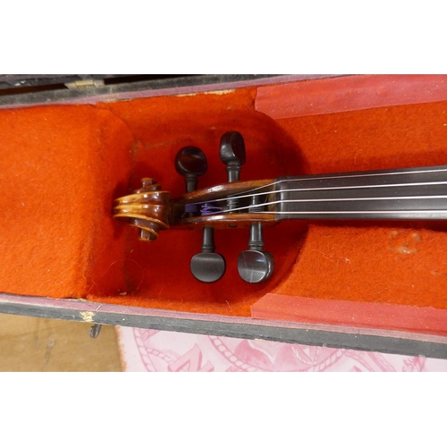 404 - Full size violin in case - German late 19thC
